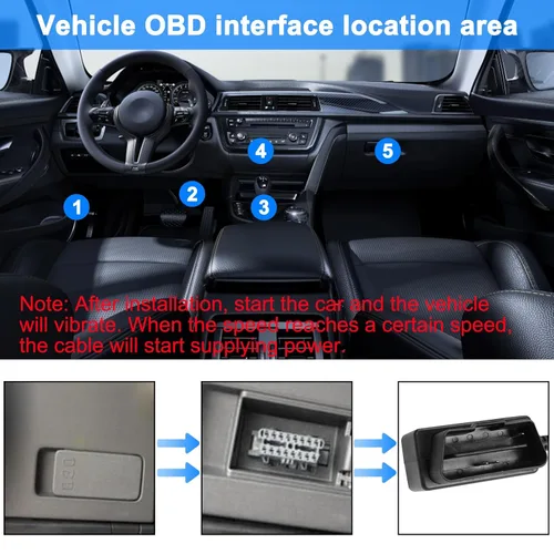 Vista 7 de XMSJSIY Cable de alimentación OBD para cámara de tablero tipo C OBD2 adaptador de cable de alimentación Cable de carga de cable duro con conector