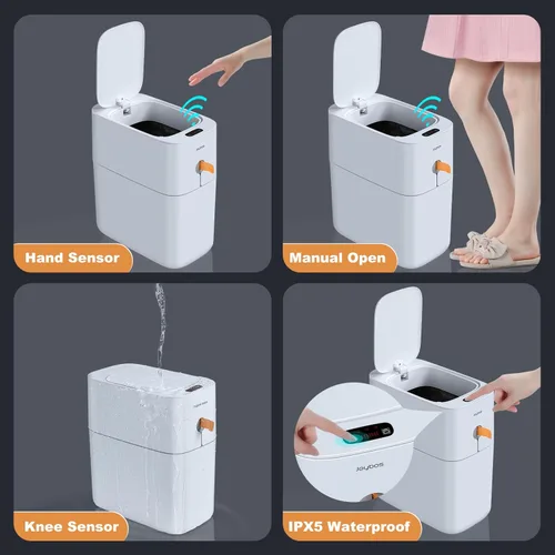 Vista 5 de MOPUP Basurero de baño pequeño automático de 3.5 galones, con sensor de movimiento delgado, de plástico, estrecho, para dormitorio, oficina, casa