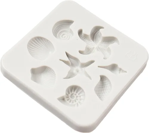 Vista 6 de Molde de fondant con temática marina, concha, estrella de mar, moldes de silicona para decoración de pasteles, decoración de cupcakes, chocolate