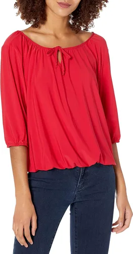 Star Vixen Camiseta de manga 34 campesina con dobladillo elástico y lazo para mujer