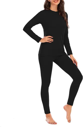 Vista 3 de American Trends Conjunto de ropa interior térmica para mujer, ropa interior larga con forro polar, parte superior e inferior, conjuntos térmicos