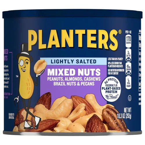 Vista 13 de PLANTERS Mezcla de nueces tostadas con miel, aperitivos para fiesta, proteína a base de plantas, recipiente de 10 onzas (paquete de 6)