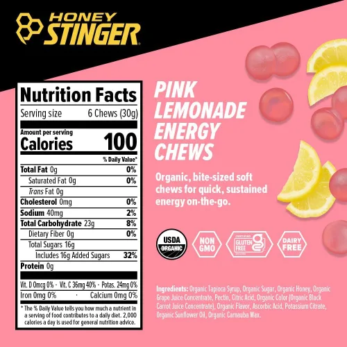 Vista 34 de Honey Stinger Masticables energéticos orgánicos Citrus Splash, sin gluten y sin cafeína, para ejercicio, correr y rendimiento, nutrición deportiva