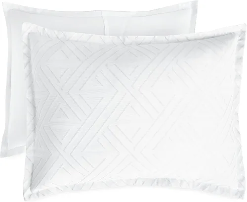 Vista 7 de Scott Living Laredo - Juego de funda de edredón y fundas de almohada de satén de algodón jacquard de 3 piezas, matrimonial/queen, entrelazado