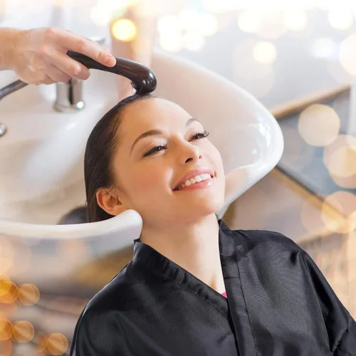 Vista 6 de Bata de salón de 2 piezas para clientes, bata de peluquería impermeable, capa de salón, Negro