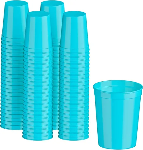 Vista 23 de PartyPrints Paquete de 10 Vasos de Plástico Rojos Reutilizables en Blanco de 16 oz, Vasos de Estadio a Granel – Sin BPA, Seguros para Lavavajillas