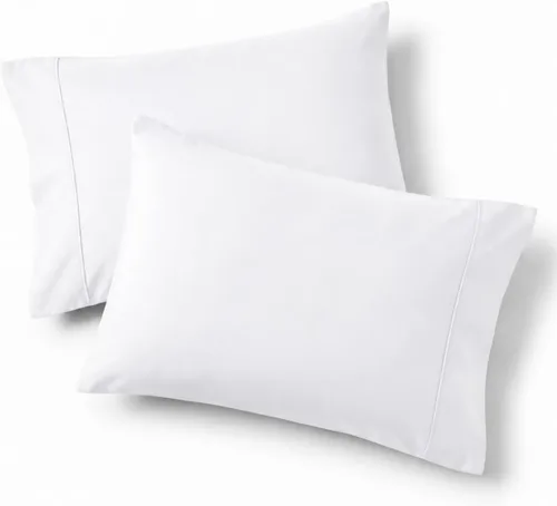 Bedsure Juego de 2 fundas de almohada de tamaño estándar, fundas de almohada de microfibra cepillada blanca, súper suaves, fundas de almohada con 02