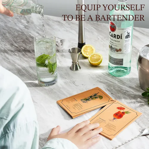 Vista 6 de KITESSENSU Juego de coctelera de camarero, juego de barra plateada de 6 piezas con soporte, kit de barra con herramientas esenciales para accesorios