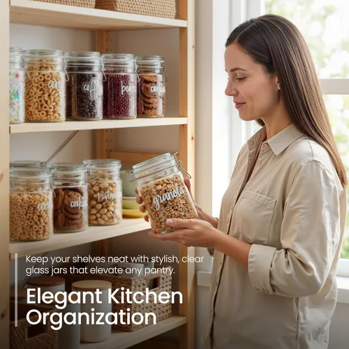 Vista 2 de Talented Kitchen Tarros herméticos de conservas Mason – Contenedores de almacenamiento de alimentos multiusos con tapas para suministros