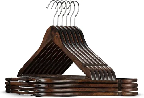 Vista 11 de Zober Perchas de madera negras – Paquete de 20 perchas de madera resistentes y antideslizantes para abrigos, chaquetas, trajes y pantalones, perchas