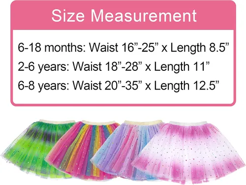 Vista 6 de Simplicity Vestido de ballet de princesa de tul de 4 capas con falda tutú arcoíris para bebé niña, Arco iris