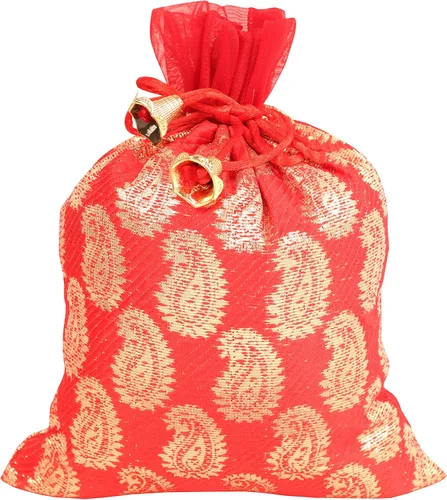 Vista 5 de Handcrafted Traditional Indian MultiColor Colors Drawstring Purse Bag Pouch Potli for Gift Jewelry Packaging