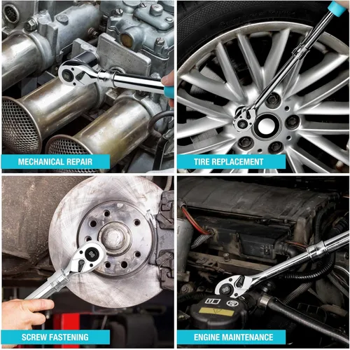 Vista 9 de DURATECH Trinquete de accionamiento extensible de 1/2 pulgadas, llave de trinquete reversible de 90 dientes con liberación rápida con mango