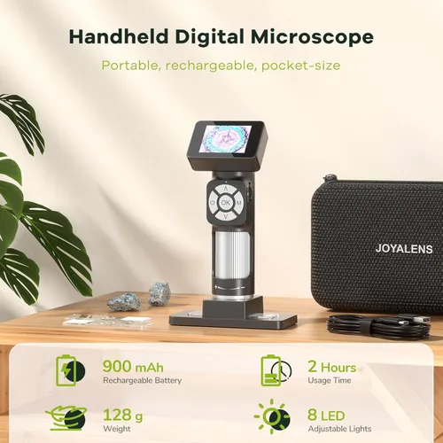 Vista 2 de JL112 Microscopio de mano para niños y adultos, microscopio digital portátil con pantalla LCD de 2 pulgadas, cámara de microscopio de bolsillo USB