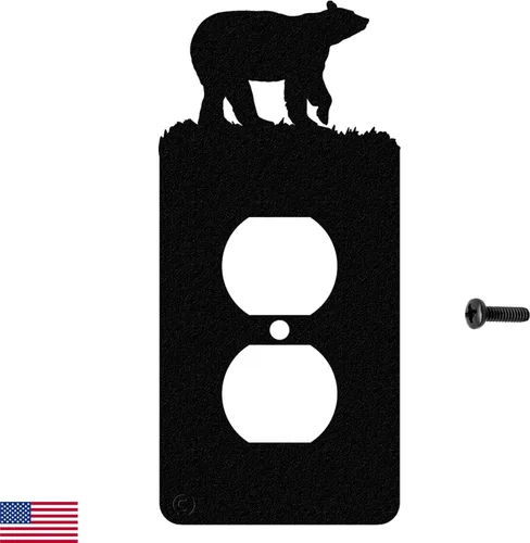 Bear - Placa de pared dúplex individual (potencia única, negra) - Fabricado en Estados Unidos