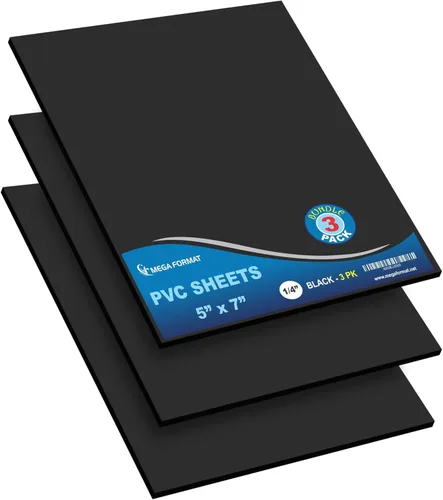Vista 101 de Mega Format Hojas de plástico de PVC expandido – Hoja negra rígida de 5 x 7 pulgadas para manualidades, señalización y exhibiciones – Sintra