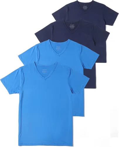 Comfneat Paquete de 4 camisetas deportivas para hombre, de secado rápido, con cuello en V, camisetas deportivas