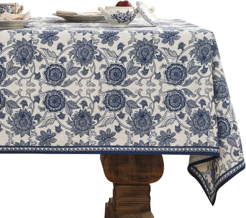 Vista 32 de [Usado] patdrea Mantel largo de lino de diseño verde para mesa rectangular, mantel vintage transpirable con patrón de frutas amarillas, funda