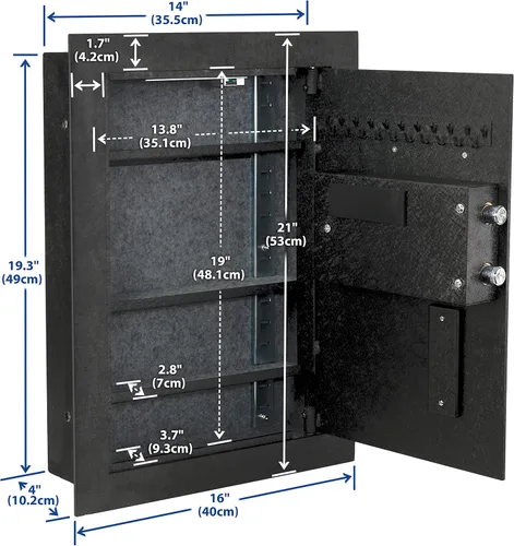 Vista 9 de Viking VS-52BLX caja de seguridad biométrica, con huella digital, escondida en la pared
