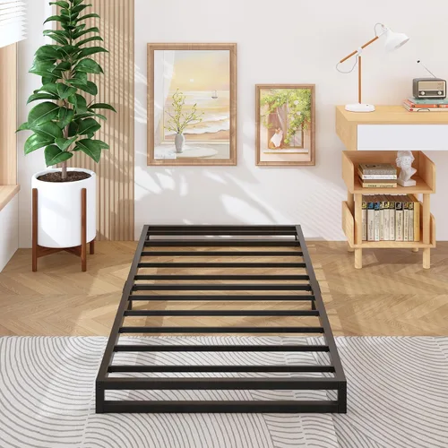 Vista 14 de Lutown-Teen Marcos de Cama Plataforma Individual de 18 Pulgadas de Metal Resistente Sin Necesidad de Somier, Sin Ruido, Fácil Montaje, Negro