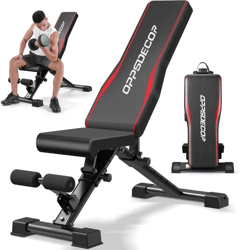 OPPSDECOR Adjustable Weight Bench, 900LBS Capacity, 8+4+2 Positions, 18.5" Seat Height, Easy Assembly Foldable Workout Bench for Home Gym Strength