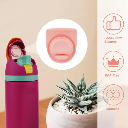 Vista 5 de 2 piezas de tapa superior para botella de agua compatible con Owala FreeSip 24 oz 32 oz, piezas de sellado de repuesto, tapón de silicona