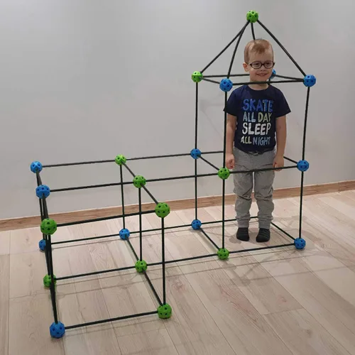 Vista 7 de Kit de fortaleza de construcción – 85 piezas con almacenamiento – STEM Build DIY juguete educativo de aprendizaje para interiores y exteriores