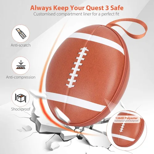 Vista 3 de Funda protectora para Meta Quest 3, funda rígida de transporte para Meta Quest 3 VR, kit de controlador de auriculares Meta Quest 3, funda