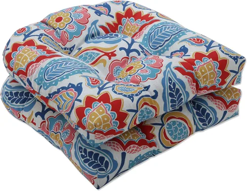 Vista 12 de Pillow Perfect Cojín floral para asiento de silla de interior/exterior, acolchonado, resistente a la intemperie y a la decoloración, 19 x 19