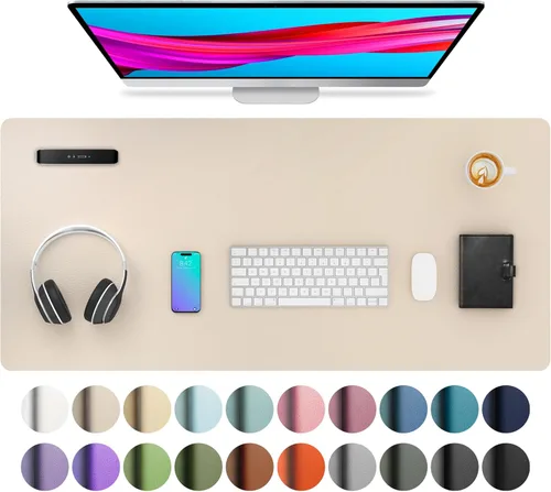 Vista 99 de Aothia - Protector de escritorio de cuero sintético impermeable y antideslizante para laptop, escritura y mouse, para oficina y hogar, 23.6 x 13.7