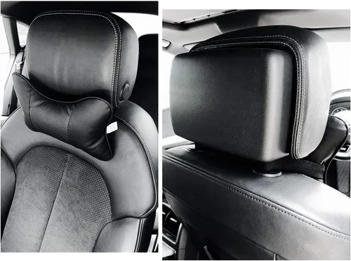 Vista 4 de DS. DISTINCTIVE STYLE Almohada De Cuello De Coche 2 Piezas De Cuero De La PU Almohada De Viaje Para El Reposo De La Cabeza Soporte Del Cuello Para
