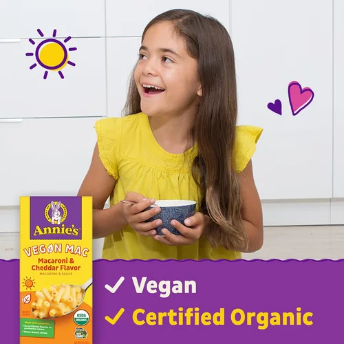 Vista 4 de Annie's Pasta y Salsa Vegana con Sabor a Macarrones y Queso, Orgánica, a Base de Plantas, Para Cena o Snacks, 6 onzas