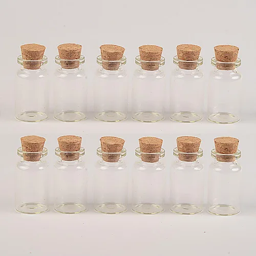 Vista 7 de Botella de vidrio transparente transparente de 0.2 fl oz con tapón de corcho, frascos pequeños, frascos, envases, botella de deseos, 0.866 x 1.575 x
