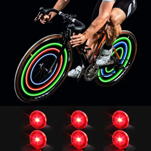 Vista 10 de Luces de rueda de bicicleta, luces de radios de bicicleta con baterías incluidas, luces de rueda de bicicleta impermeables para ciclismo seguro