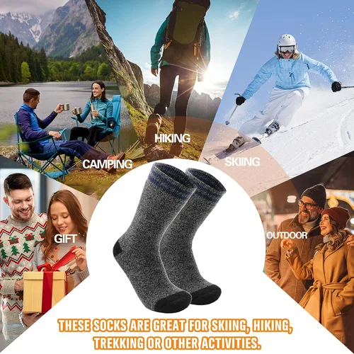 Vista 6 de 3 Pairs Winter Thermal Socks for Men & Women Warm Winter Ski Thick Boot Insulated Socks for Cold Weather