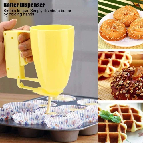 Vista 3 de Dispensador de masa para panqueques y cupcakes, herramienta de hornear fácil de verter para panqueques, cupcakes, waffles, mezcla de muffins