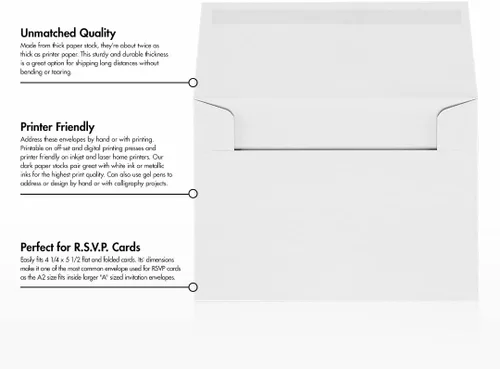 Vista 9 de LUXPaper Sobres de invitación A2 Classic Crest 4 3/8 pulgadas x 5 3/4 pulgadas Avon blanco brillante Texto de 70 libras 50