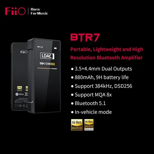 Vista 3 de FiiO BTR7 Amplificador de auriculares Bluetooth Receptor de alta resolución portátil DAC compatible con LDAC/aptX HD/MQA 384K/32Bit DSD256