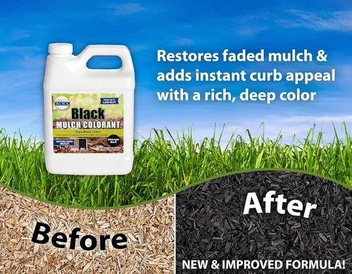 Vista 2 de MulchWorx Black Mulch - Concentrado de color de mantillo negro, un cuarto de galón, trata 2,800 pies cuadrados - Spray de tinte de mantillo negro