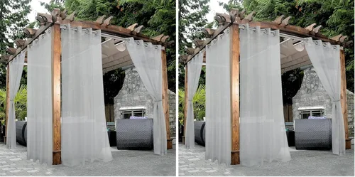 Vista 21 de Bonzer - Cortinas traslúcidas impermeables de exterior para el patio - 2 paneles con ojales de velo traslúcido para sala, recámara, porche, pérgola