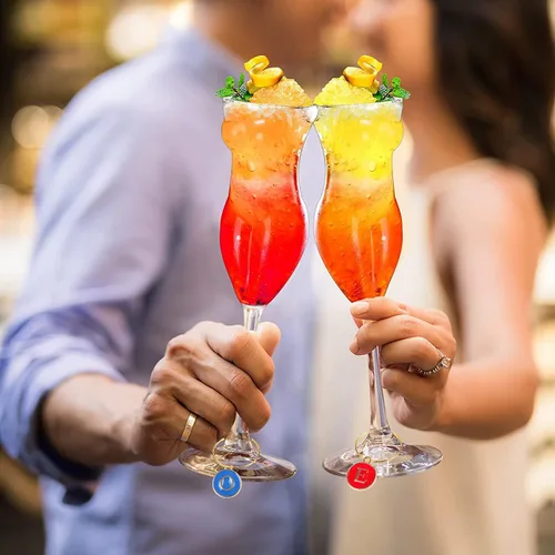 Vista 5 de 26 dijes para copas de vino, divertidos marcadores de bebida para copas de tallo - Decoraciones de fiesta de vino (letras)