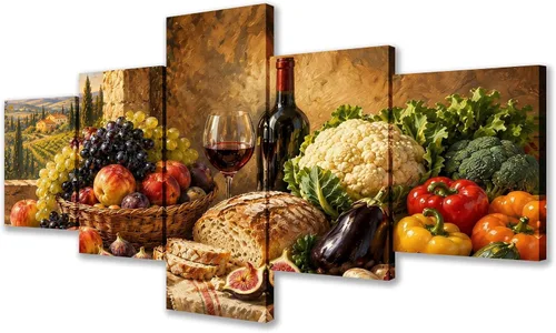 Vista 35 de TUMOVO - 5 cuadros de vino tinto con impresión de alta definición sobre lienzo.