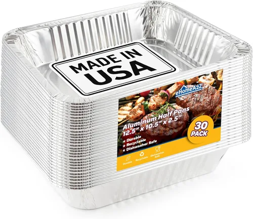 EHOMEA2Z Sartenes de aluminio desechables de tamaño medio (paquete de 30) 9 x 13 para preparar, asar, alimentos, almacenamiento, calefacción,