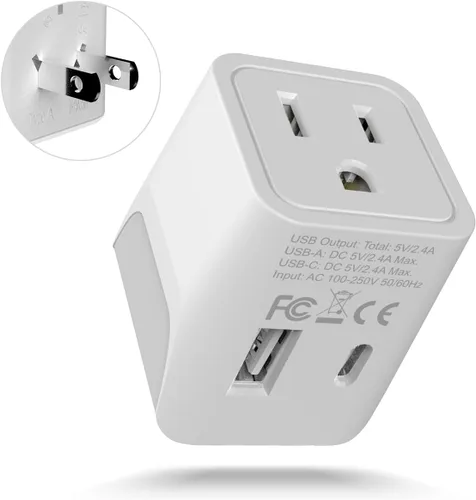 Vista 27 de Adaptador de viaje Ceptics, de EE. UU. a Japón, Filipinas, con doble USB, tipo A, ultra compacto Tipo J - Suiza