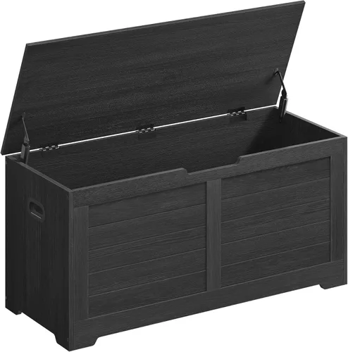 Vista 11 de VASAGLE Baúl de almacenamiento, banco de almacenamiento con 2 bisagras de seguridad, estilo granja, 15.7 x 31.5 x 18.1 pulgadas, para entrada