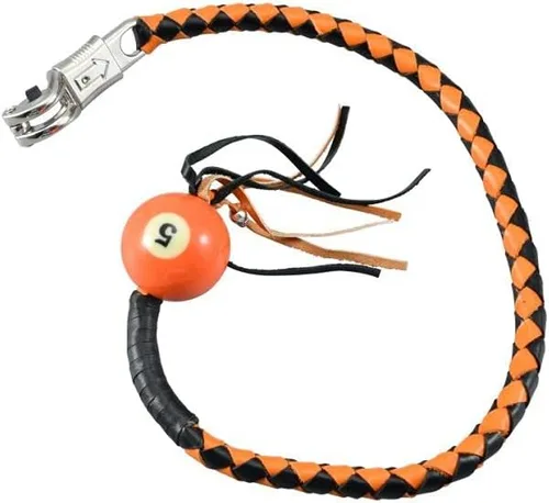 Vista 15 de GARGOYLE BELLS Látigos de Motocicleta de Cuero Genuino de 36" Get Back Whip con Flecos y Bola, Látigos de Motociclista de Servicio Pesado Accesorios