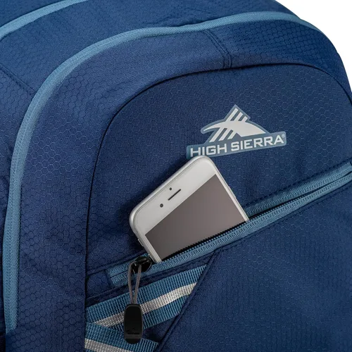 Vista 9 de High Sierra Outburst 2.0 Mochila de mano con funda acolchada para tableta para laptop, reflectividad de 360 grados, Azul grafitoazul marino