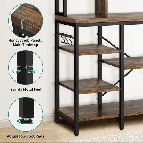 Vista 27 de YITAHOME Soporte de cocina para microondas con estante para vino, estante para vino, estantes de almacenamiento pequeños para botellas de licor