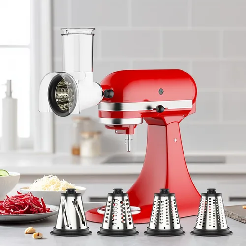 Vista 7 de Accesorio para rallador de queso KitchenAid, rallador de queso grande con conducto de alimentación de 3 pulgadas y barrera a prueba de salpicaduras