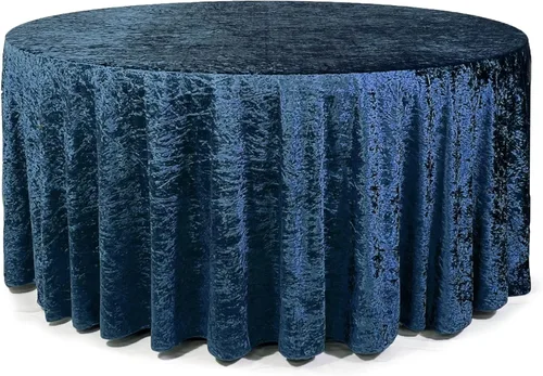 Vista 33 de YOUR CHAIR COVERS - Mantel redondo de terciopelo aplastado de 120 pulgadas para mesas redondas de 5 pies - Negro